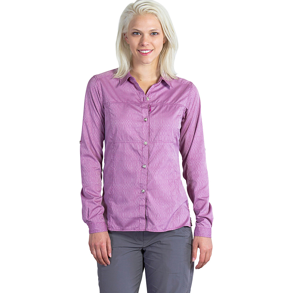 ExOfficio Womens Lightscape Digi Stripe Long Sleeve Shirt XL Mulberry ExOfficio Women s Apparel