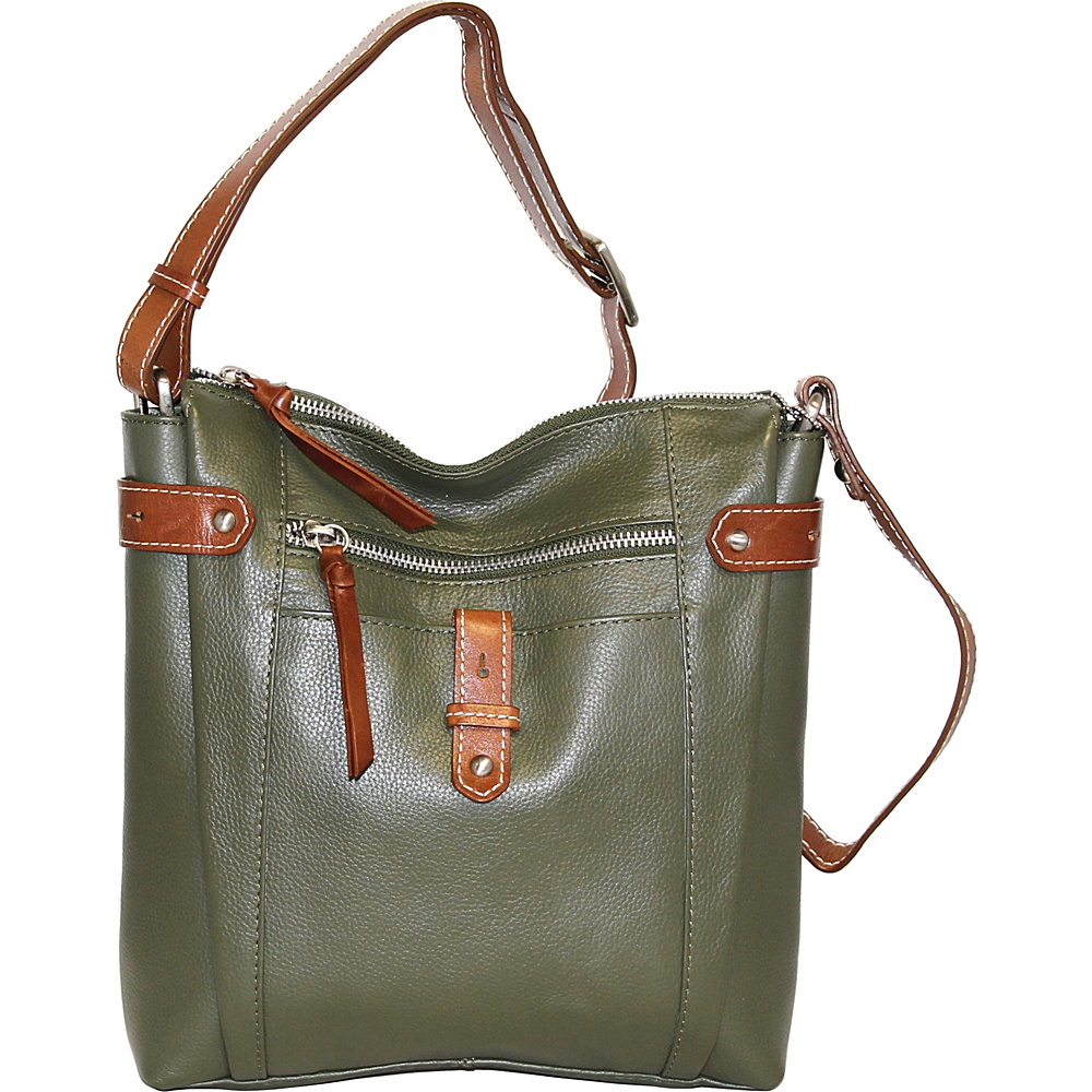 Nino Bossi Jasmine Bloom Crossbody Green Nino Bossi Leather Handbags