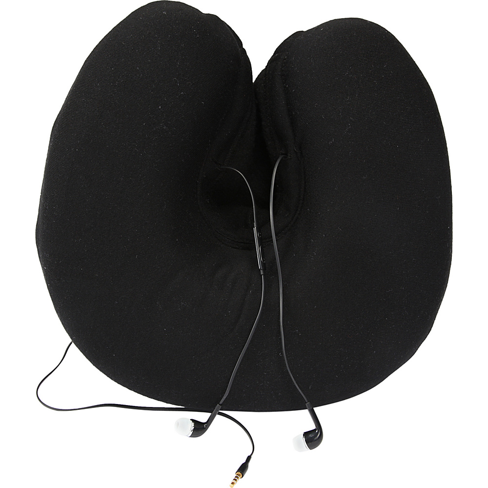 1Voice Memory Foam Travel Neck Pillow With Hood and Built in Ear Buds Black 1Voice Travel Pillows Blankets