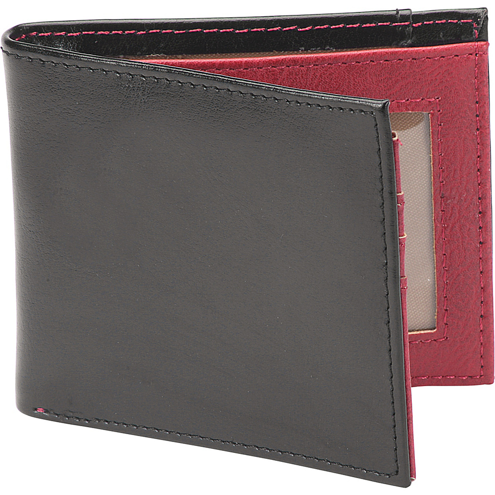 1Voice The Vault RFID Blocking Leather Wallet Textured Black Burgundy Interior 1Voice Men s Wallets