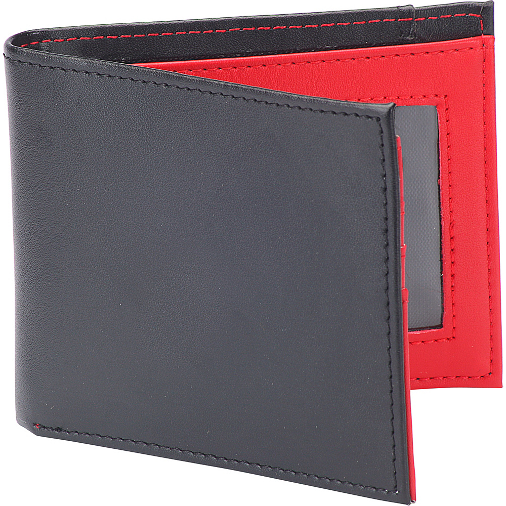 1Voice The Vault RFID Blocking Leather Wallet Black with Red Interior 1Voice Men s Wallets