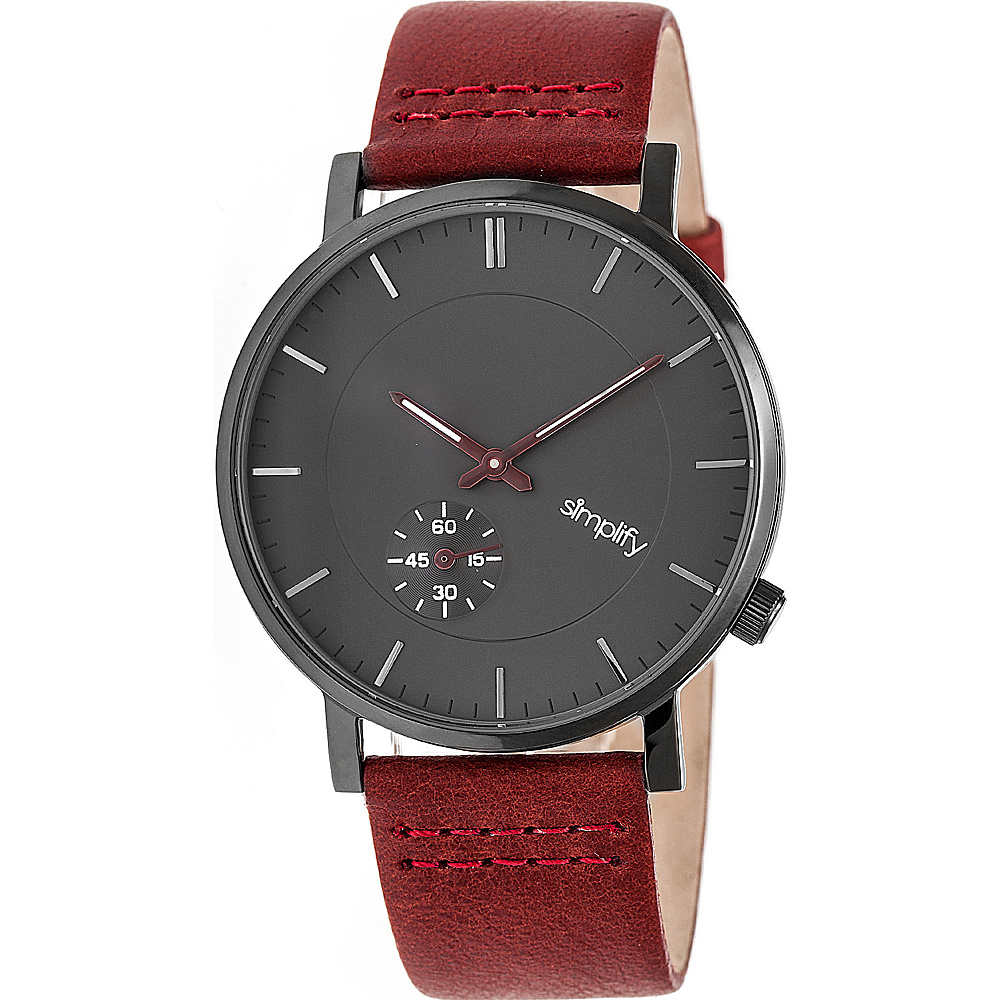 Simplify The 3600 Unisex Watch Maroon Gunmetal Charcoal Simplify Watches