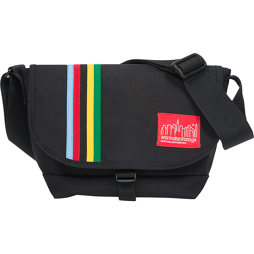 Manhattan Portage Rainbow Stripes Nylon Messenger Bag Jr Black Manhattan Portage Messenger Bags