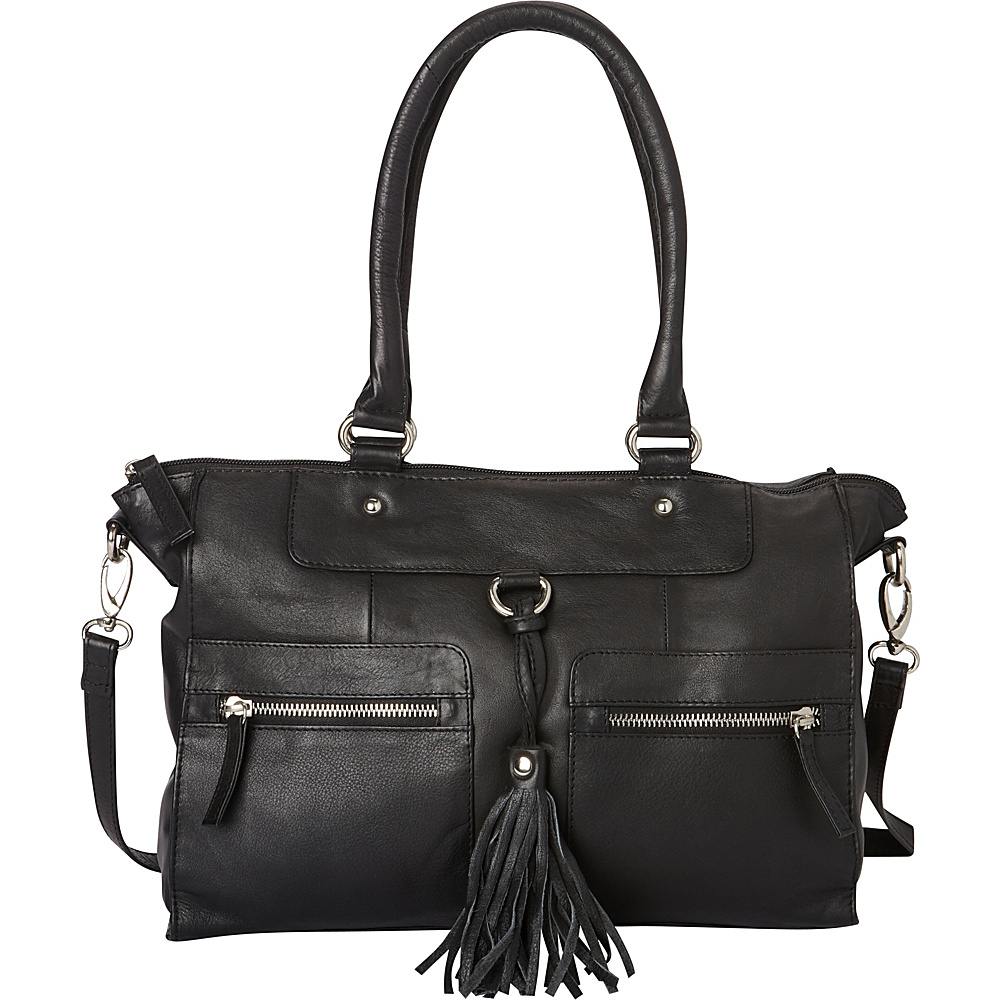 La Diva Bobbie Satchel Black - La Diva Leather Handbags