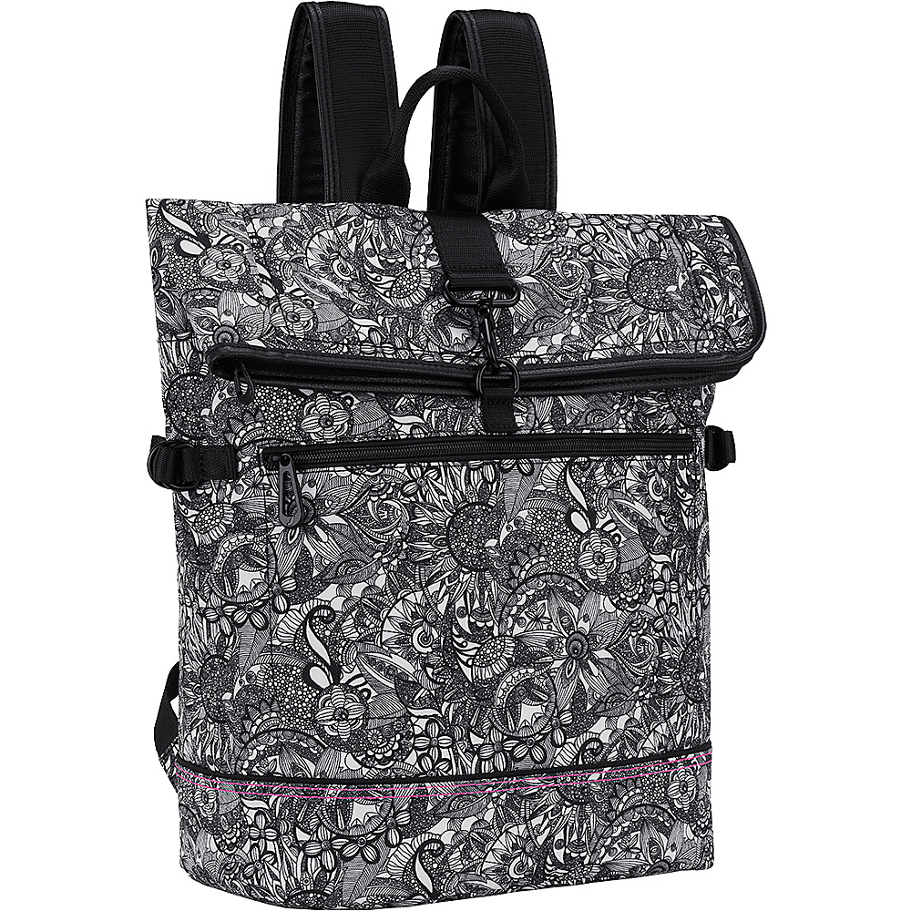Sakroots New Adventure Explorer Roll Top Backpack Black amp; White Spirit Desert Sakroots Fabric Handbags