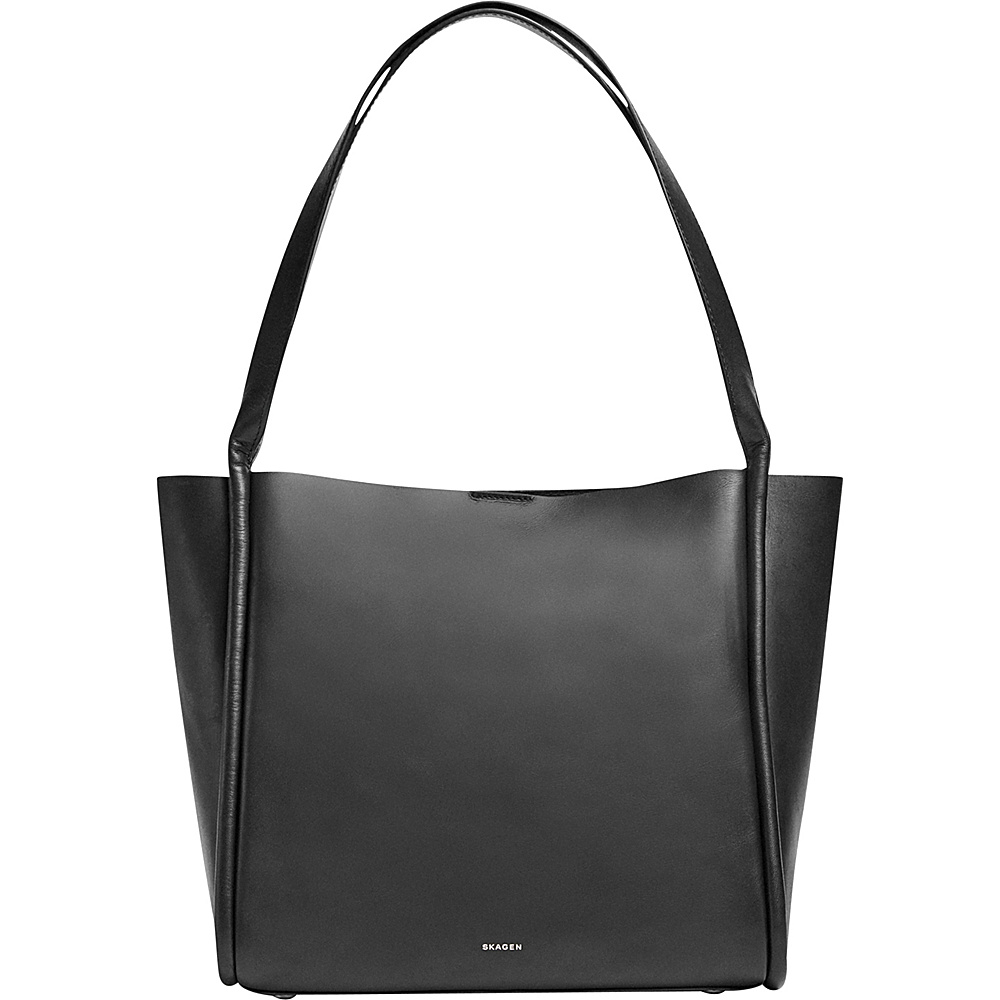 Skagen Karalie Leather Shopper Black Skagen Leather Handbags