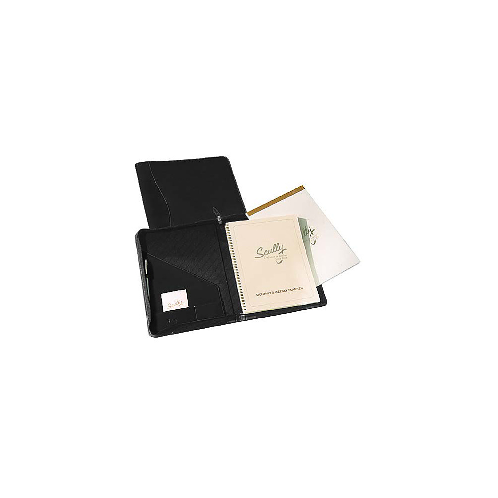 Scully Nappa Leather Zip Planner and Letter Pad Black
