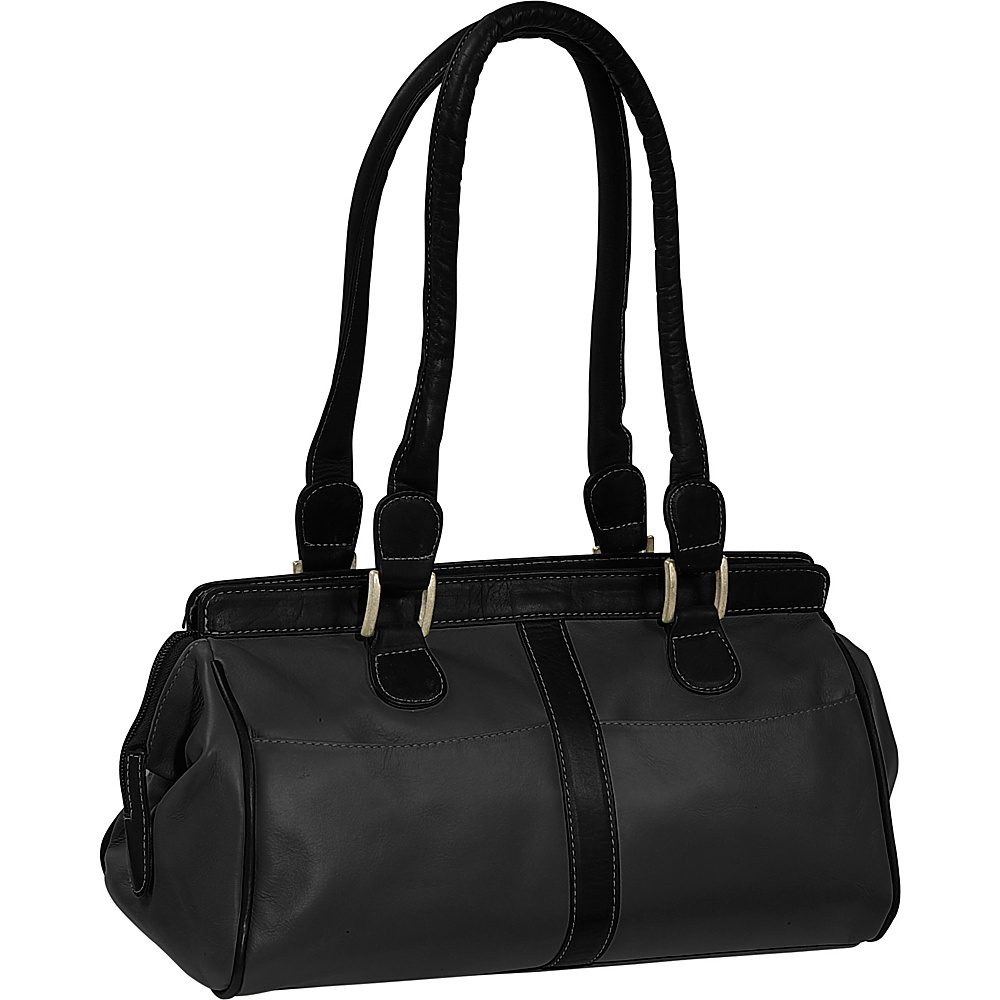Piel Double Handle Handbag Black