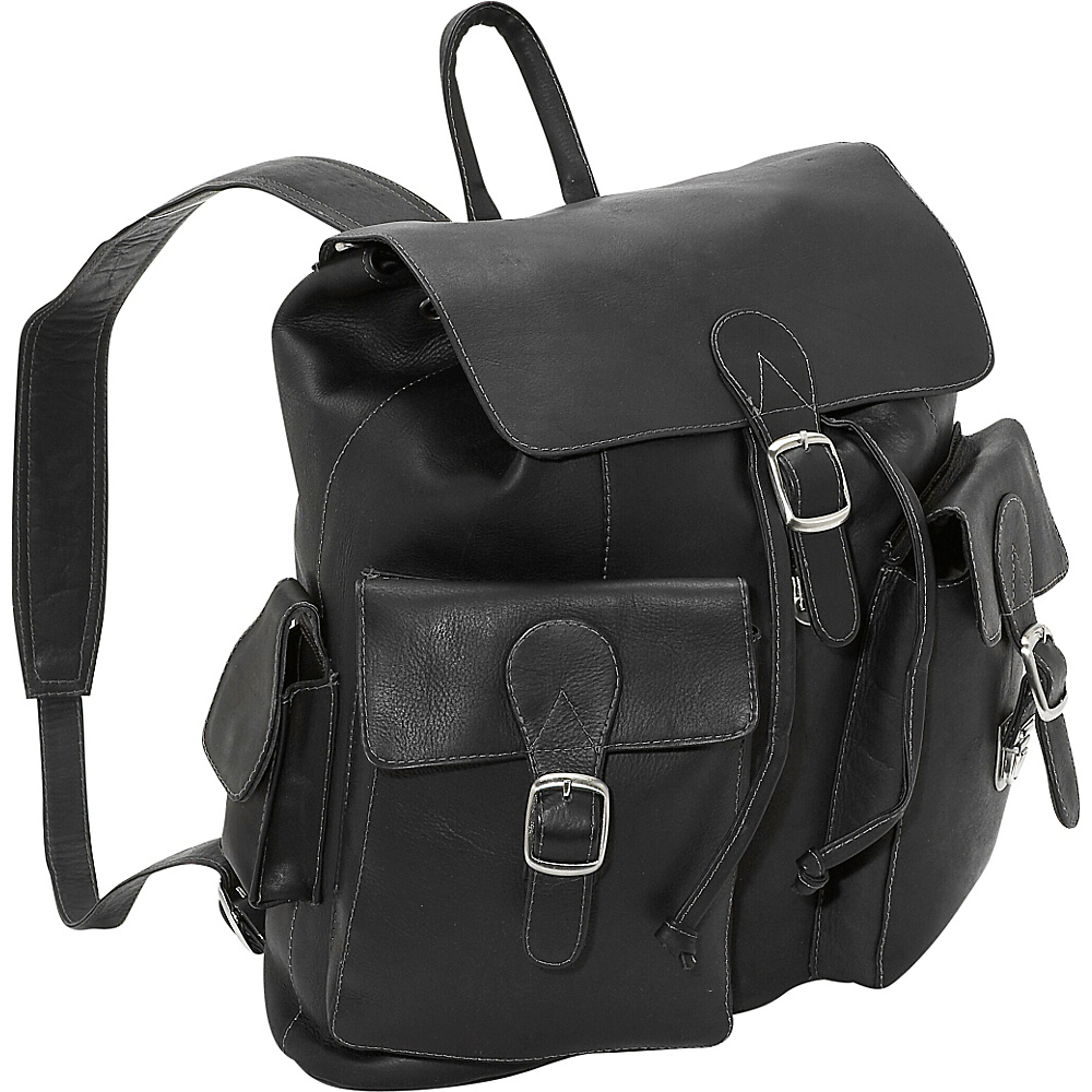 Piel Large Buckle Flap Backpack Black