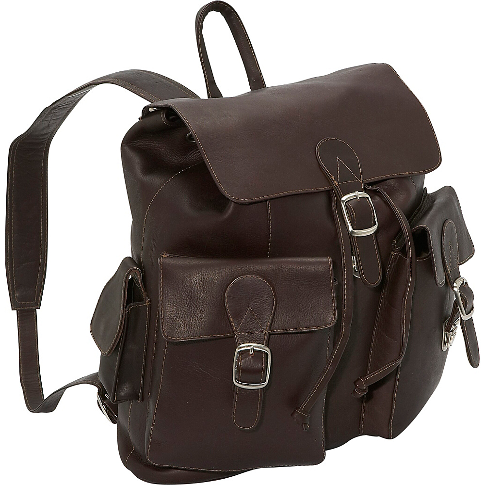 Piel Large Buckle Flap Backpack Chocolate