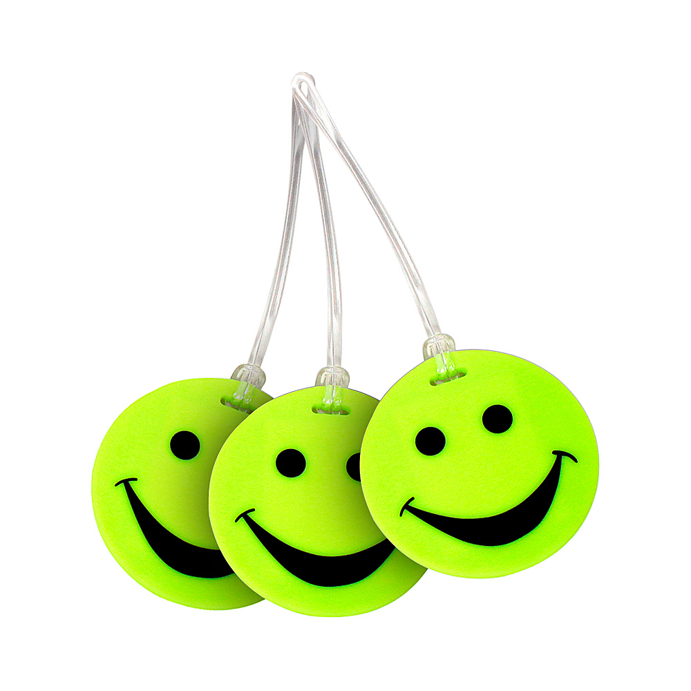 Lewis N. Clark Set of 3 Neon Smiley Face Luggage Tags