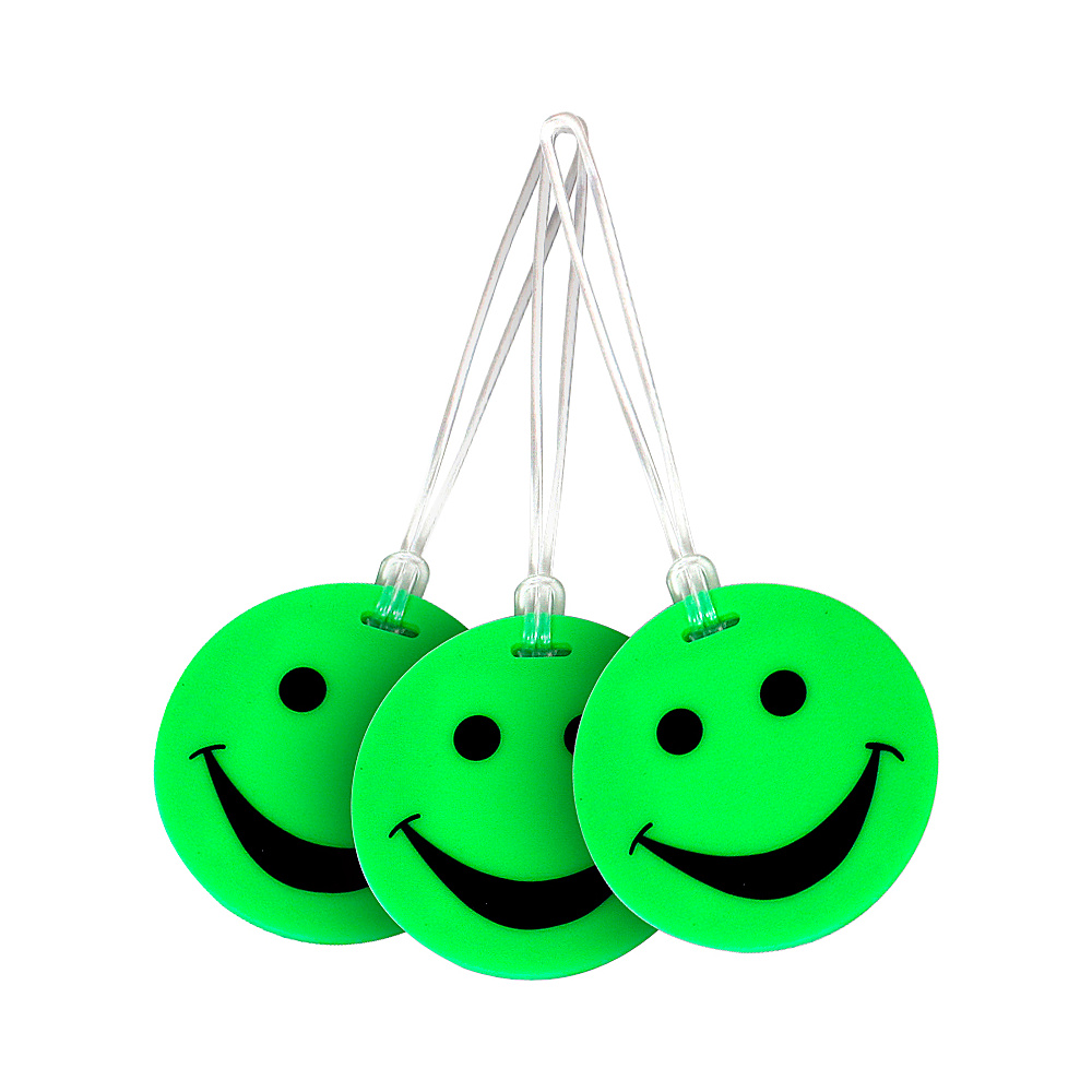 Lewis N. Clark Set of 3 Neon Smiley Face Luggage Tags