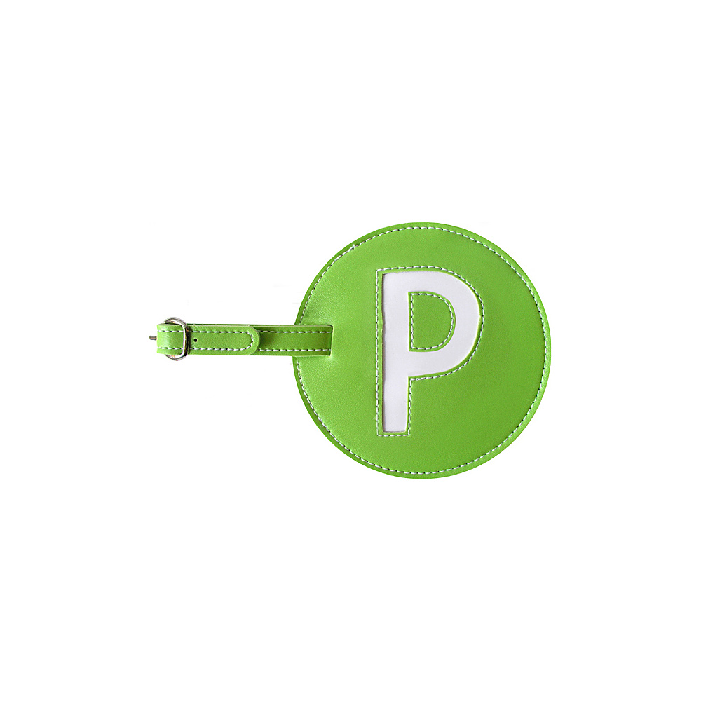 pb travel Initial P Luggage Tag Set of 2 Green pb travel Luggage Accessories