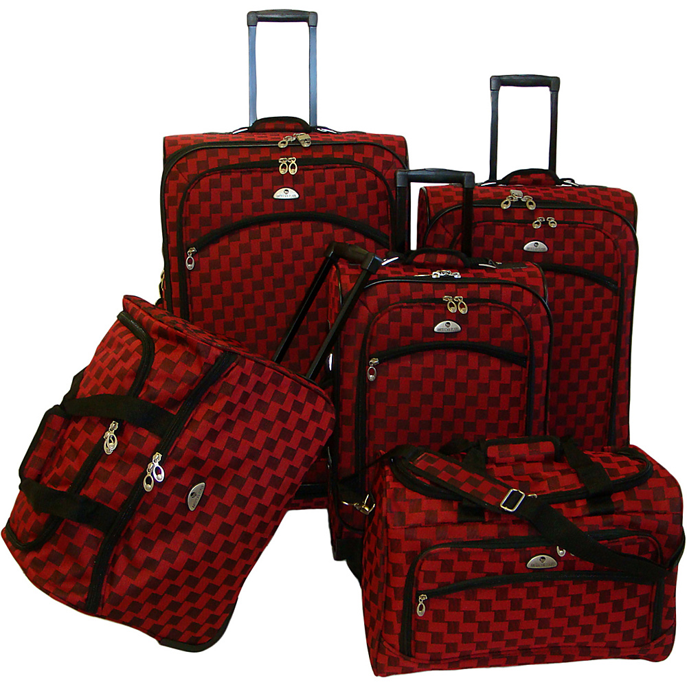 American Flyer Madrid 5 Piece Spinner Luggage Set Red