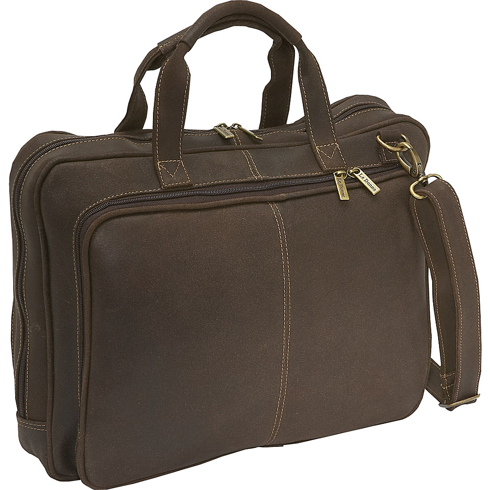 Le Donne Leather Distressed Leather Computer Brief Chocolate Le Donne Leather Non Wheeled Business Cases