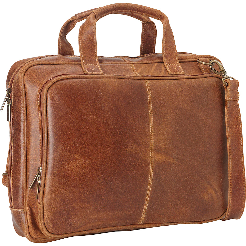 Le Donne Leather Distressed Leather Computer Brief Tan Le Donne Leather Non Wheeled Business Cases