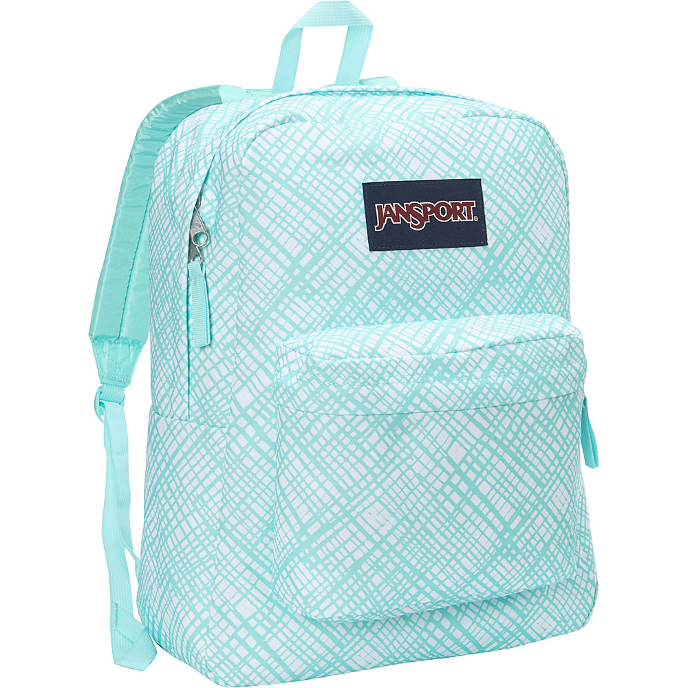 JanSport SuperBreak Backpack Aqua Dash Jagged Plaid JanSport Everyday Backpacks