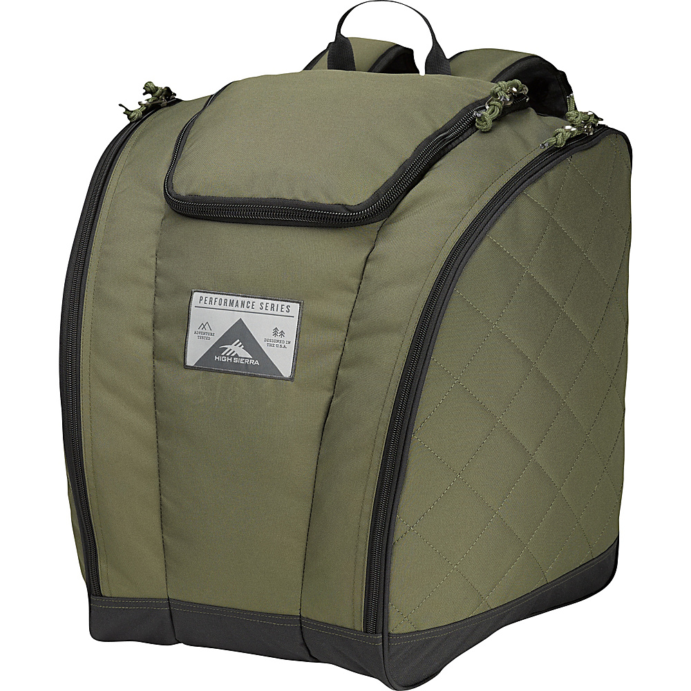 High Sierra Trapezoid Boot Bag Moss Quilted Moss Raven High Sierra Ski and Snowboard Bags