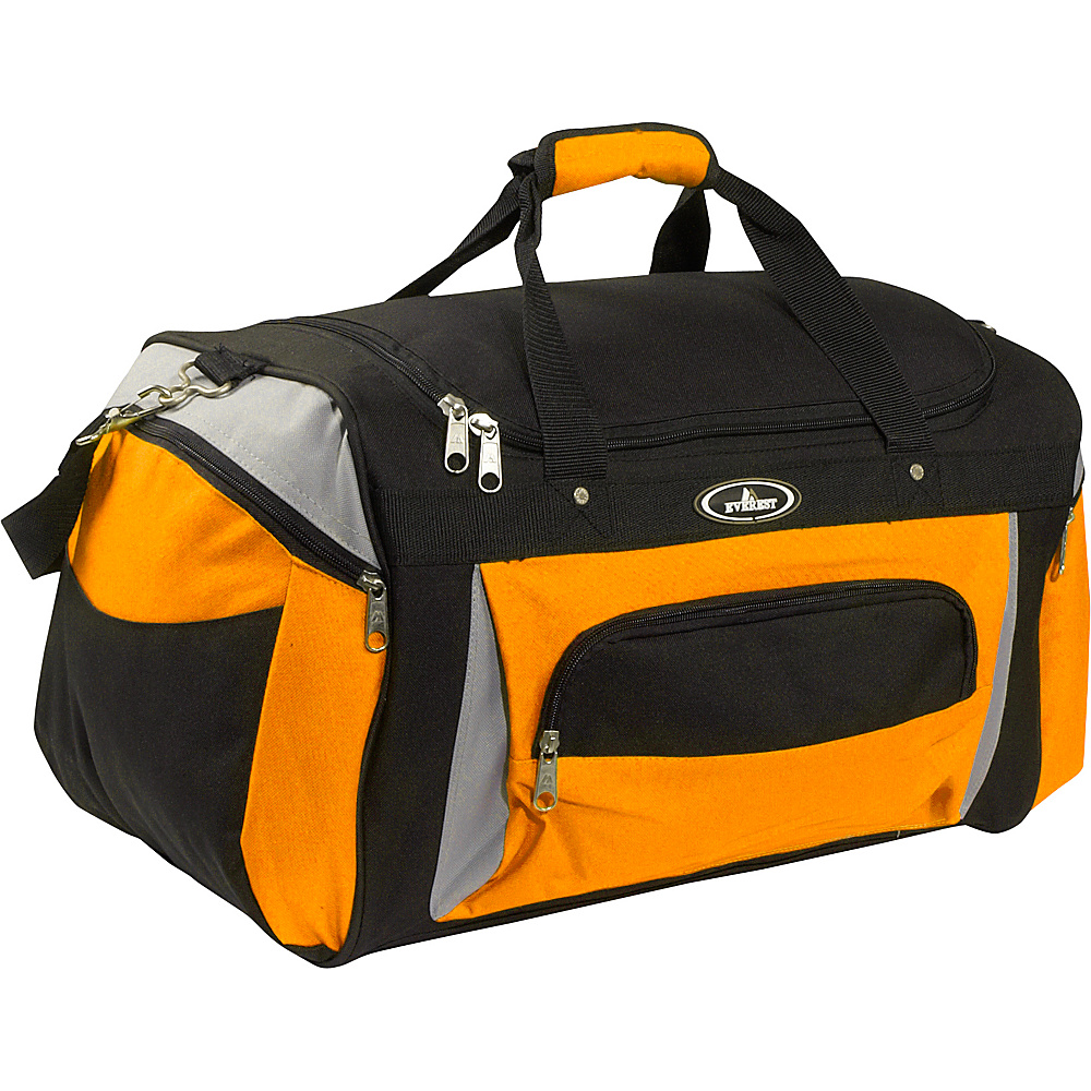 Everest 24 Deluxe Sports Duffel Bag Orange Gray Black Everest Travel Duffels