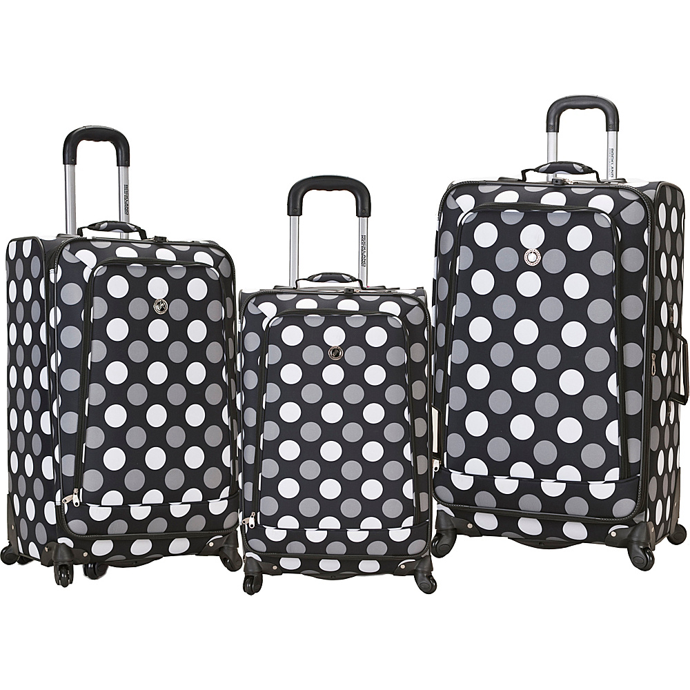 Rockland Luggage 3 Piece Monte Carlo Spinner Luggage Set Black Dot Rockland Luggage Luggage Sets