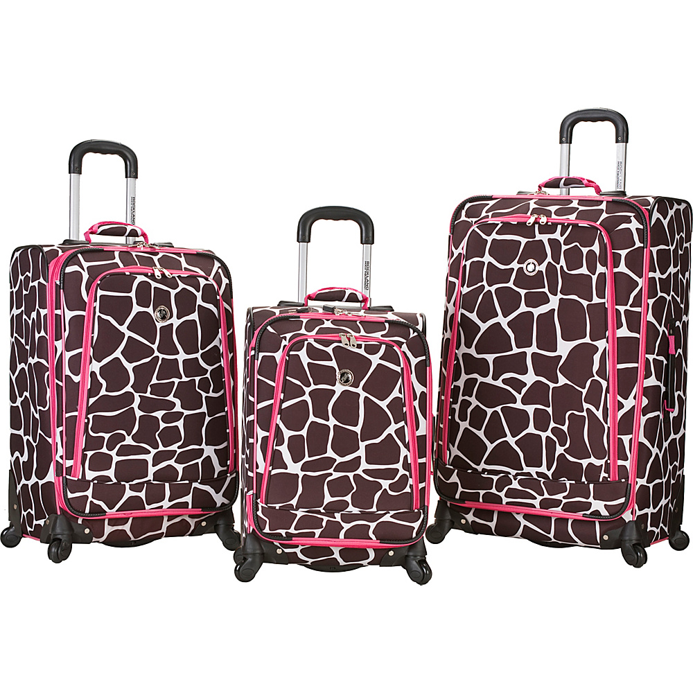 Rockland Luggage 3 Piece Monte Carlo Spinner Luggage Set Pink Giraffe Rockland Luggage Luggage Sets