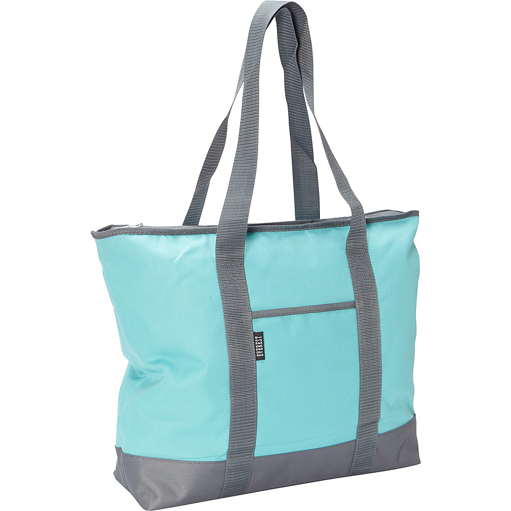 Everest Shopping Tote Aqua Blue Grey Everest Fabric Handbags