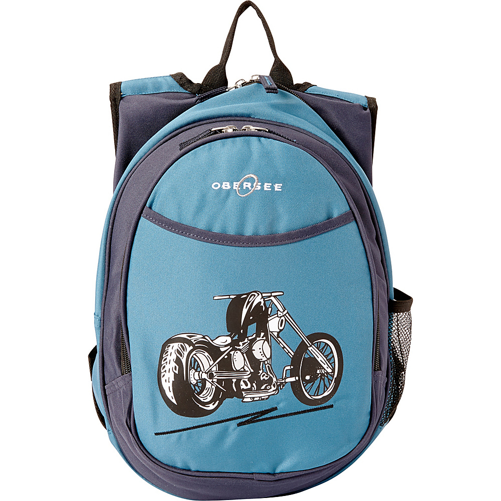 Obersee Kids Pre School Motorcycle Backpack with Integrated Lunch Cooler Blue Motorcycle Obersee Everyday Backpacks