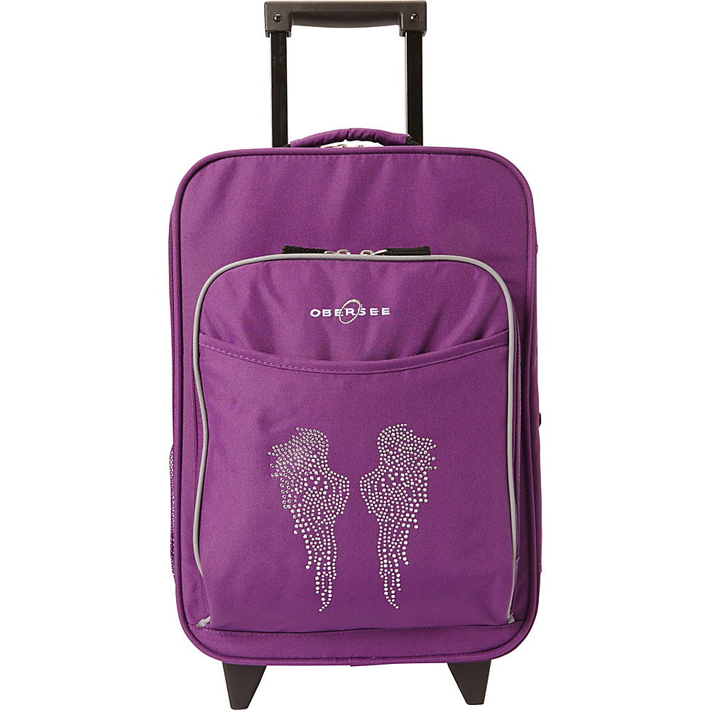Obersee Kids Angel Wings 16 Upright Carry On Purple Bling Rhinestone Angel Wings Obersee Softside Carry On