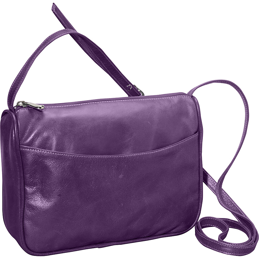 David King Co. Florentine Top Zip Open Front Pocket Purple David King Co. Leather Handbags
