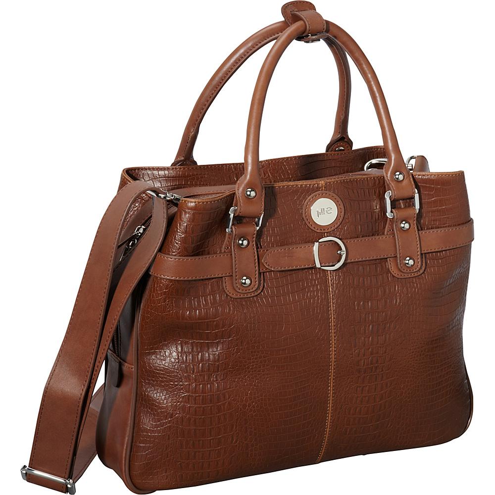 Jill e Designs E GO Leather Career Bag Brown Croc Jill e Designs Women s Business Bags