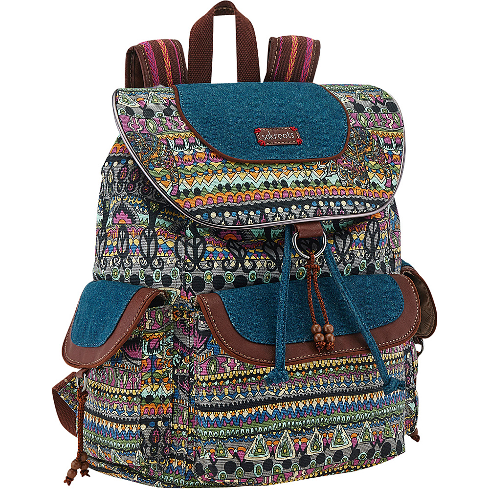 Sakroots Artist Circle Flap Backpack Charcoal One World Sakroots School Day Hiking Backpacks