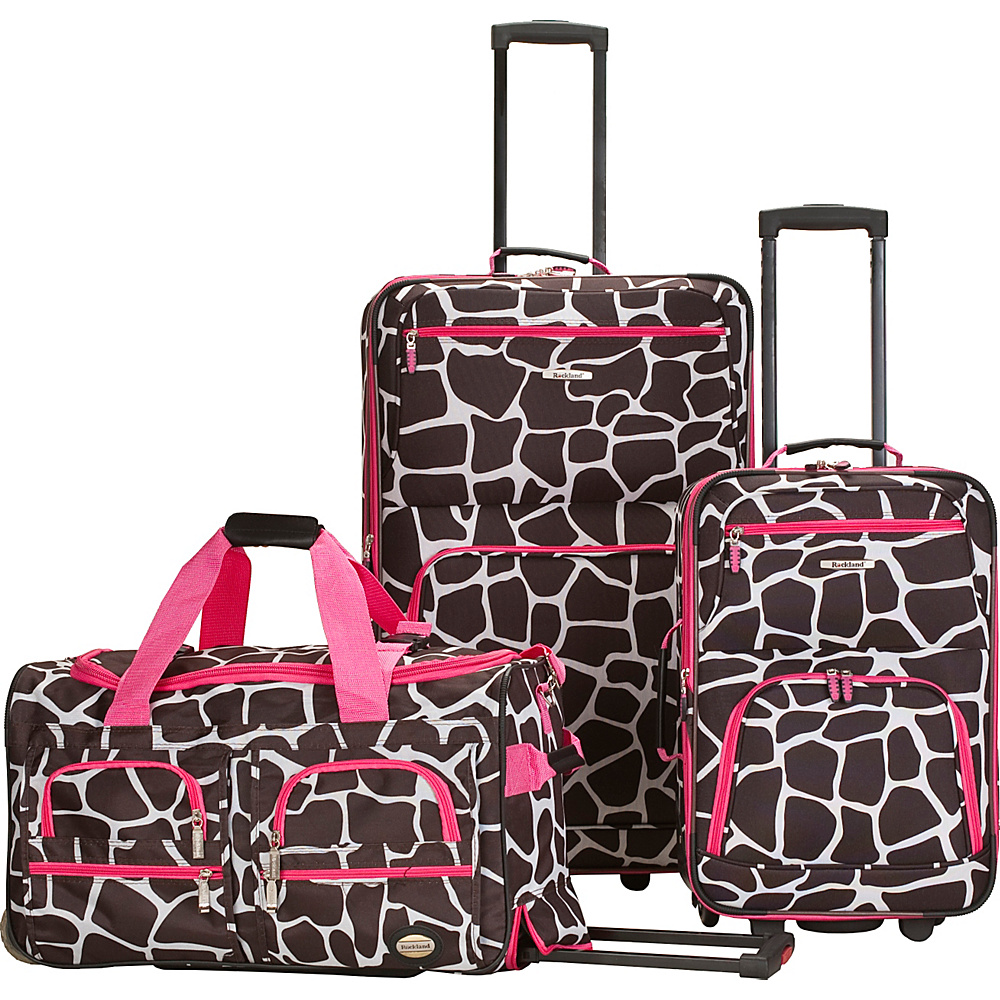 Rockland Luggage Spectra 3 Piece Luggage Set Pink Giraffe Rockland Luggage Luggage Sets