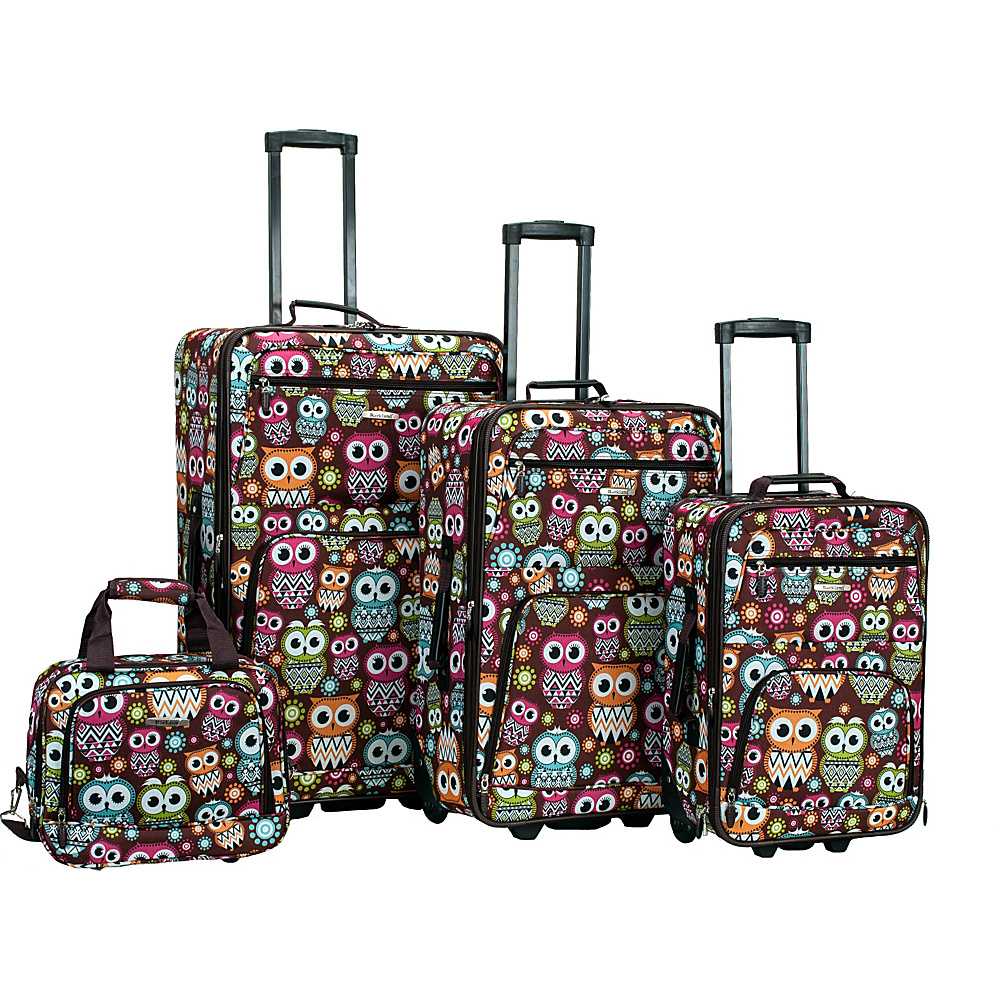 Rockland Luggage Safari 4 Piece Luggage Set OWL Rockland Luggage Luggage Sets