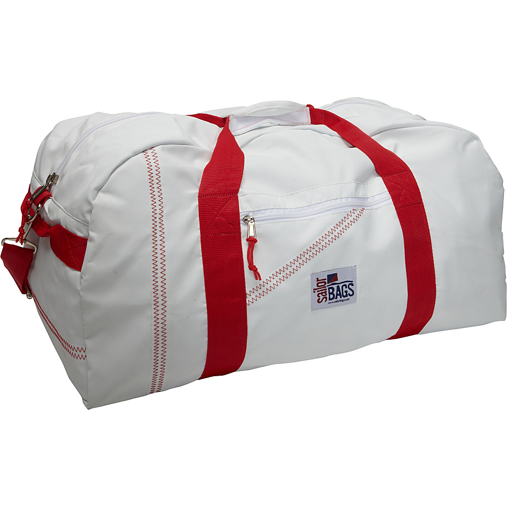 SailorBags Sailcloth XLarge Square Duffel White with Red Straps SailorBags Travel Duffels