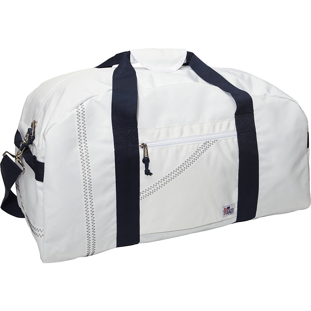 SailorBags Sailcloth XLarge Square Duffel White with Blue Straps SailorBags Travel Duffels
