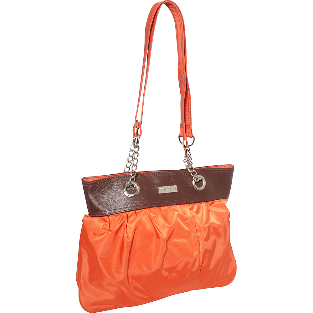 Hadaki Nylon Brickabrack Tote Pod Orange Chocolate Hadaki Fabric Handbags