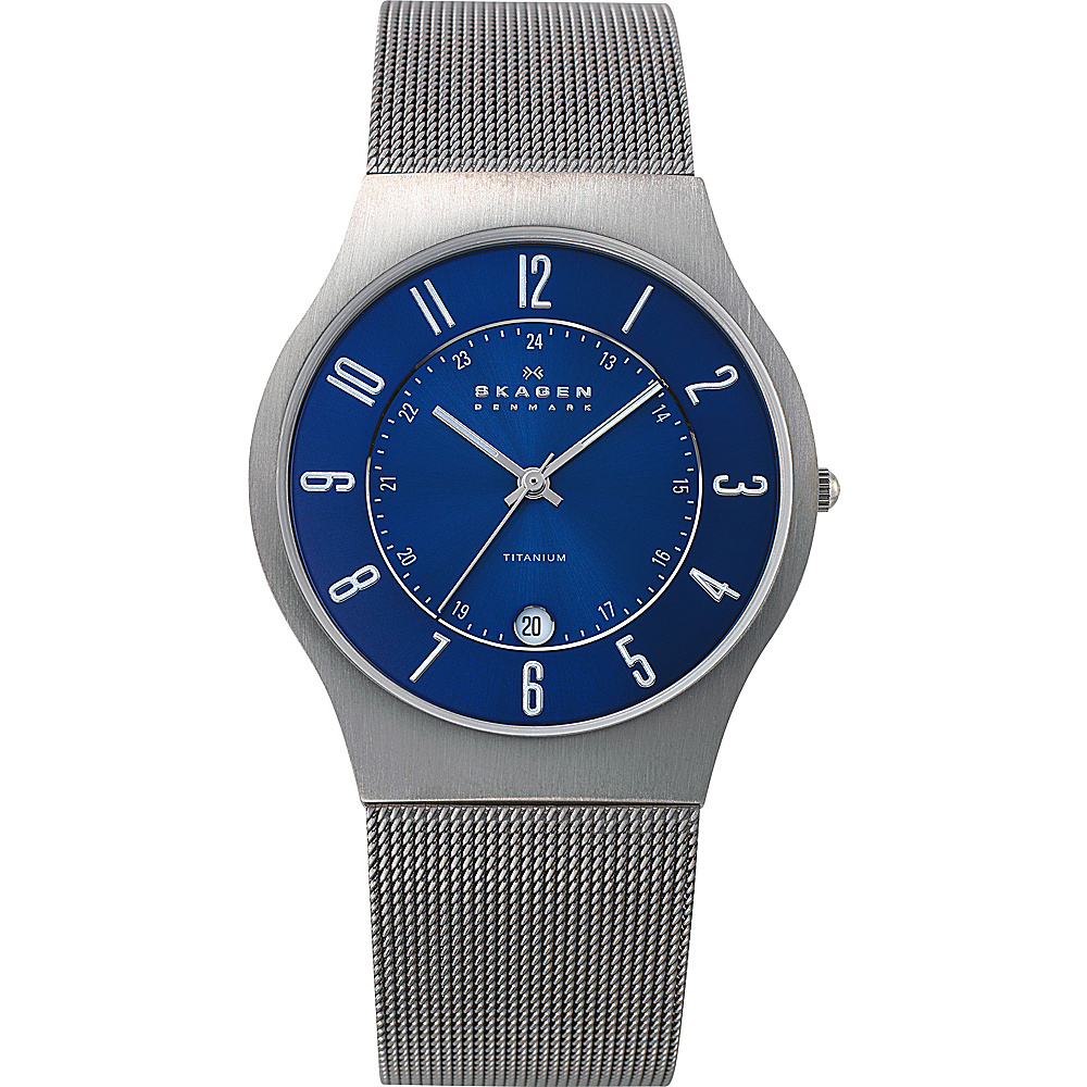 Skagen Titanium Blue Dial Watch Gunmetal Blue Skagen Watches