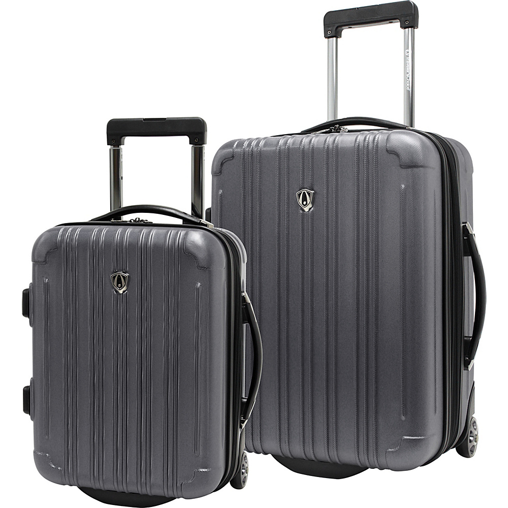 Traveler s Choice New Luxembourg 2pc Carry On Hardside Luggage Set Pewter Traveler s Choice Luggage Sets