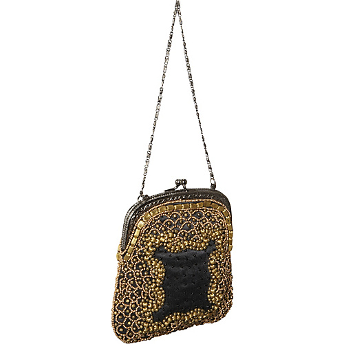 Moyna Handbags Mini Purse w/ Mixed Metal Beads Black/Gold - Moyna Handbags Evening Bags