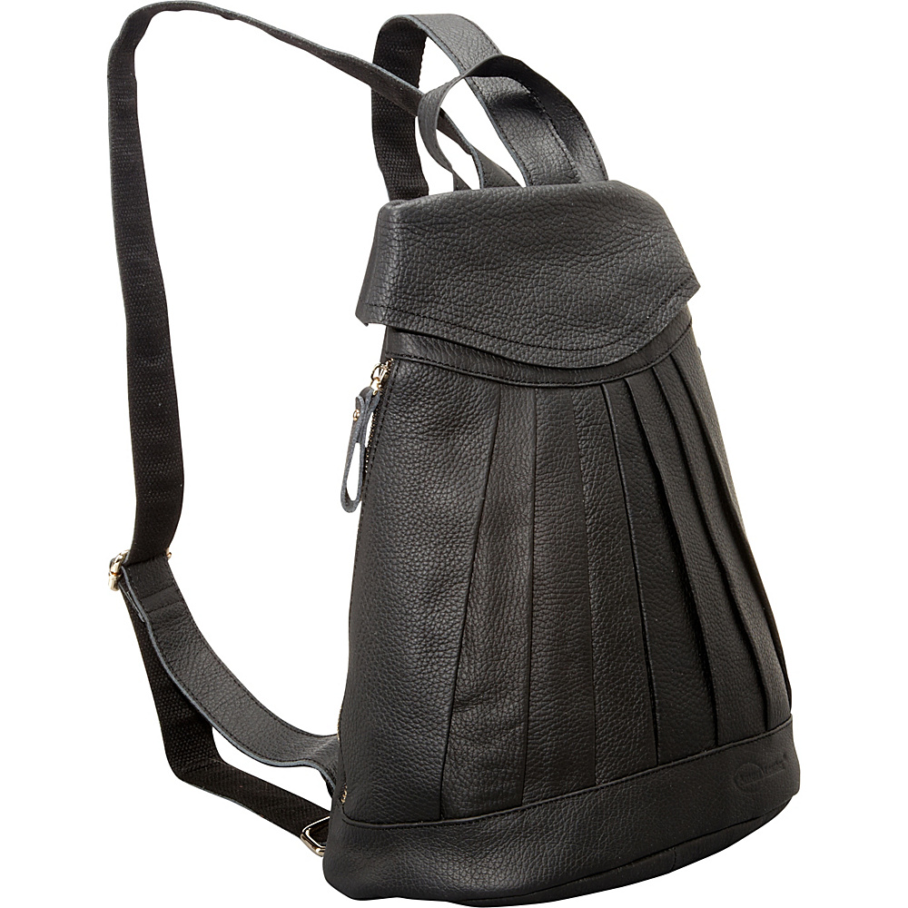 AmeriLeather Pleated Mini Backpack Black AmeriLeather Leather Handbags