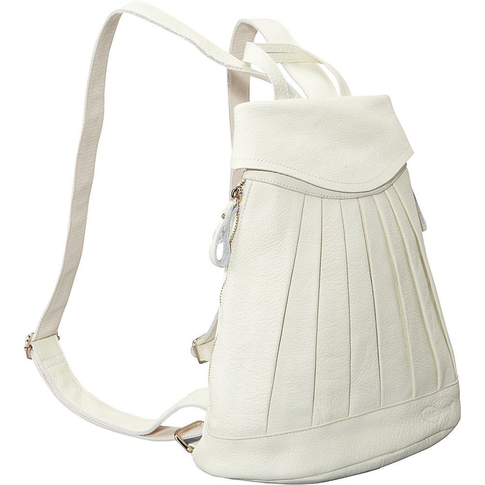 AmeriLeather Pleated Mini Backpack Off White AmeriLeather Leather Handbags