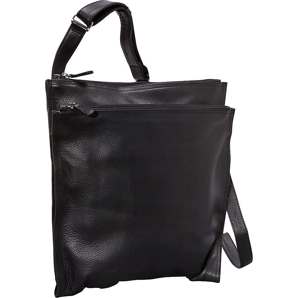 Derek Alexander NS Super Slim w Double Top Zip Shoulder Bag Black Derek Alexander Leather Handbags