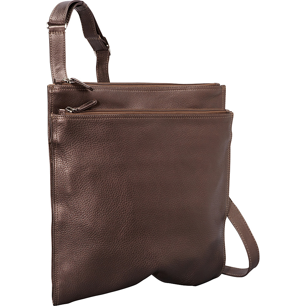 Derek Alexander NS Super Slim w Double Top Zip Shoulder Bag Bronze Derek Alexander Leather Handbags