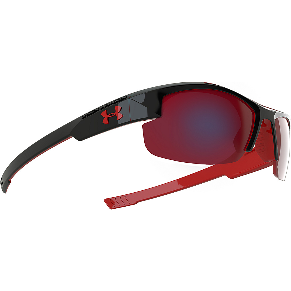 Under Armour Eyewear Youth Nitro L Sunglasses Shiny Black Exterior Red Interior w Red Rubber Under Armour Eyewear Sunglasses