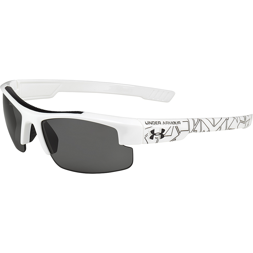 Under Armour Eyewear Youth Nitro L Sunglasses Shiny White Battle Print Exterior Gray Under Armour Eyewear Sunglasses