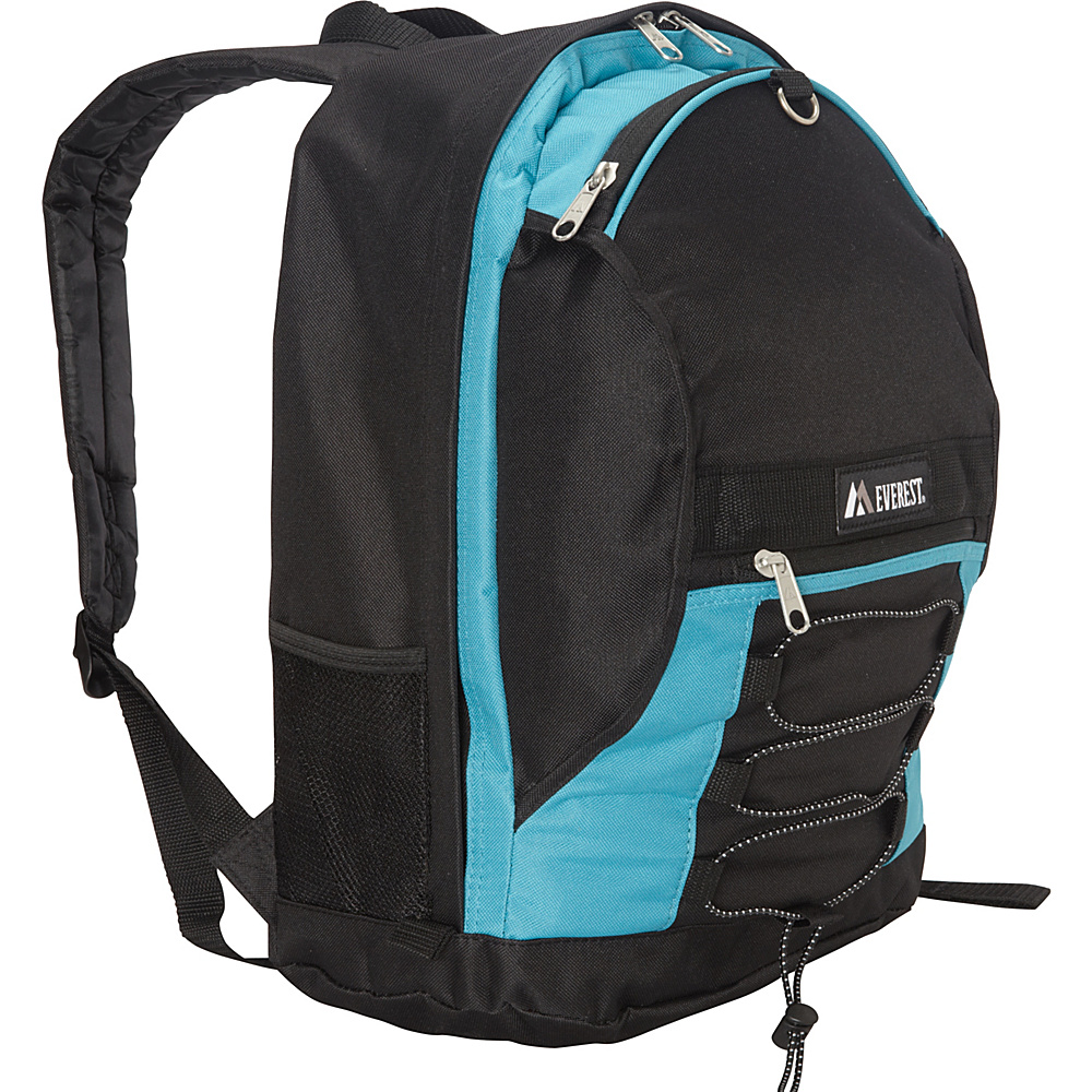 Everest Two Tone Backpack with Mesh Pockets Turquoise Black Everest Everyday Backpacks