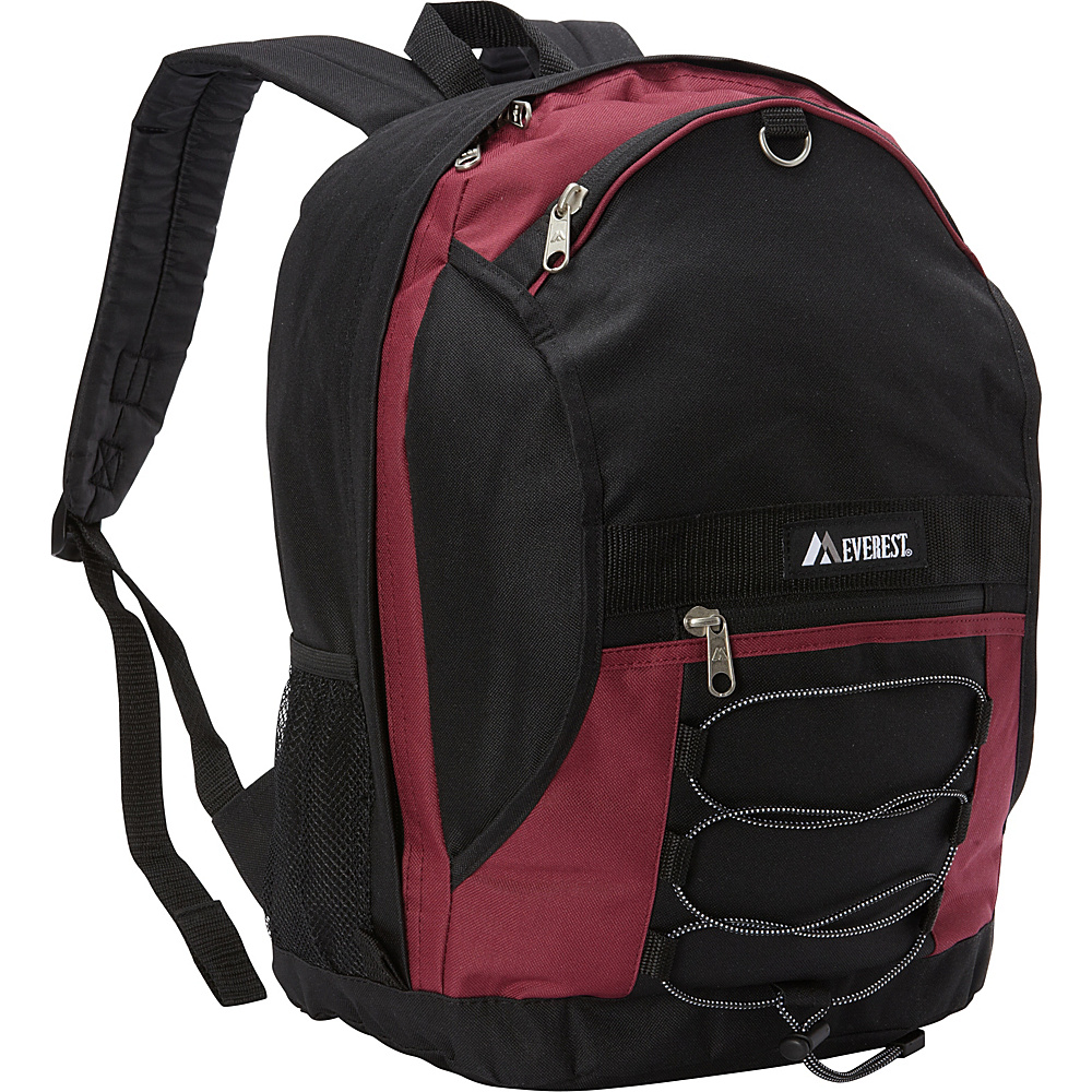 Everest Two Tone Backpack with Mesh Pockets Burgundy Black Everest Everyday Backpacks
