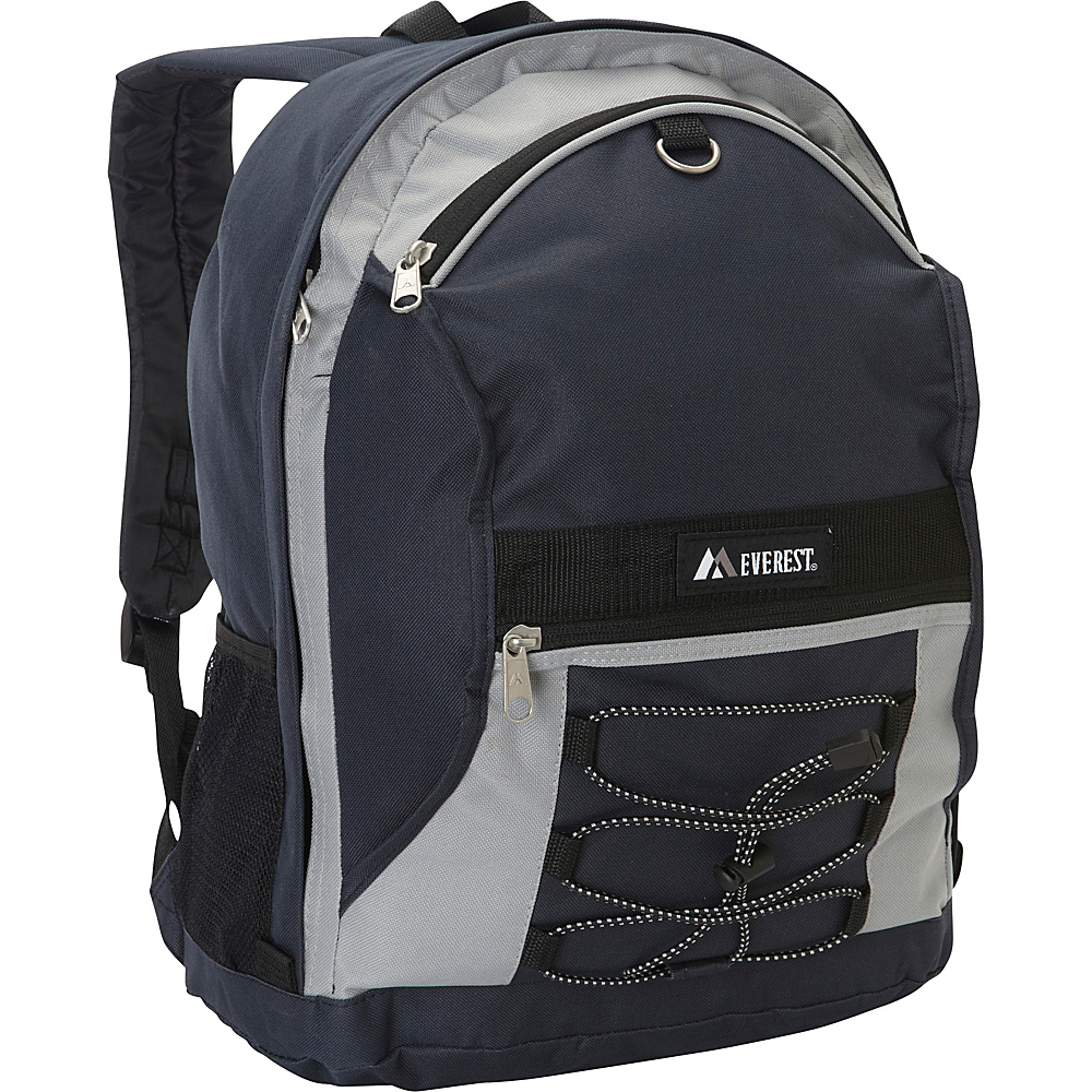 Everest Two Tone Backpack with Mesh Pockets Navy Gray Everest Everyday Backpacks