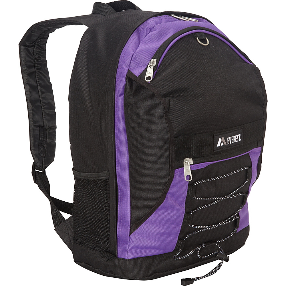 Everest Two Tone Backpack with Mesh Pockets Dark Purple Black Everest Everyday Backpacks