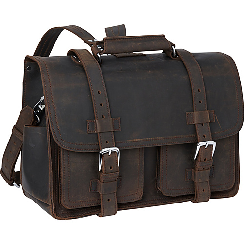 Vagabond Traveler Leather Briefcase Travel Bag Dark Brown - Vagabond Traveler Non-Wheeled Business Cases